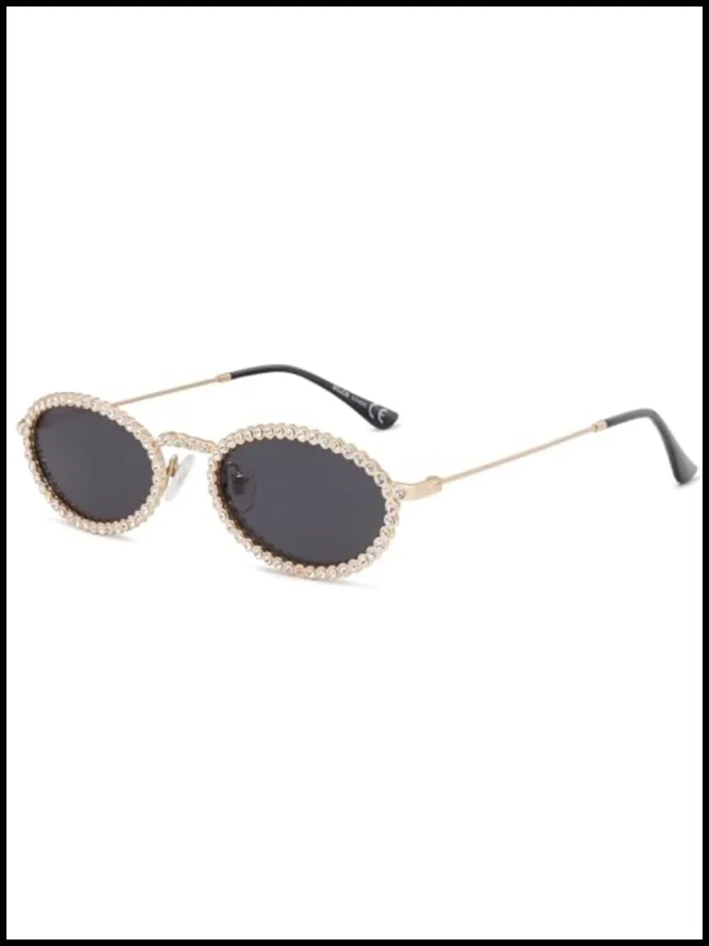 Y2K Oval Rhinestone Sunglasses UV400 Metal Frame Women Retro Disco Shades